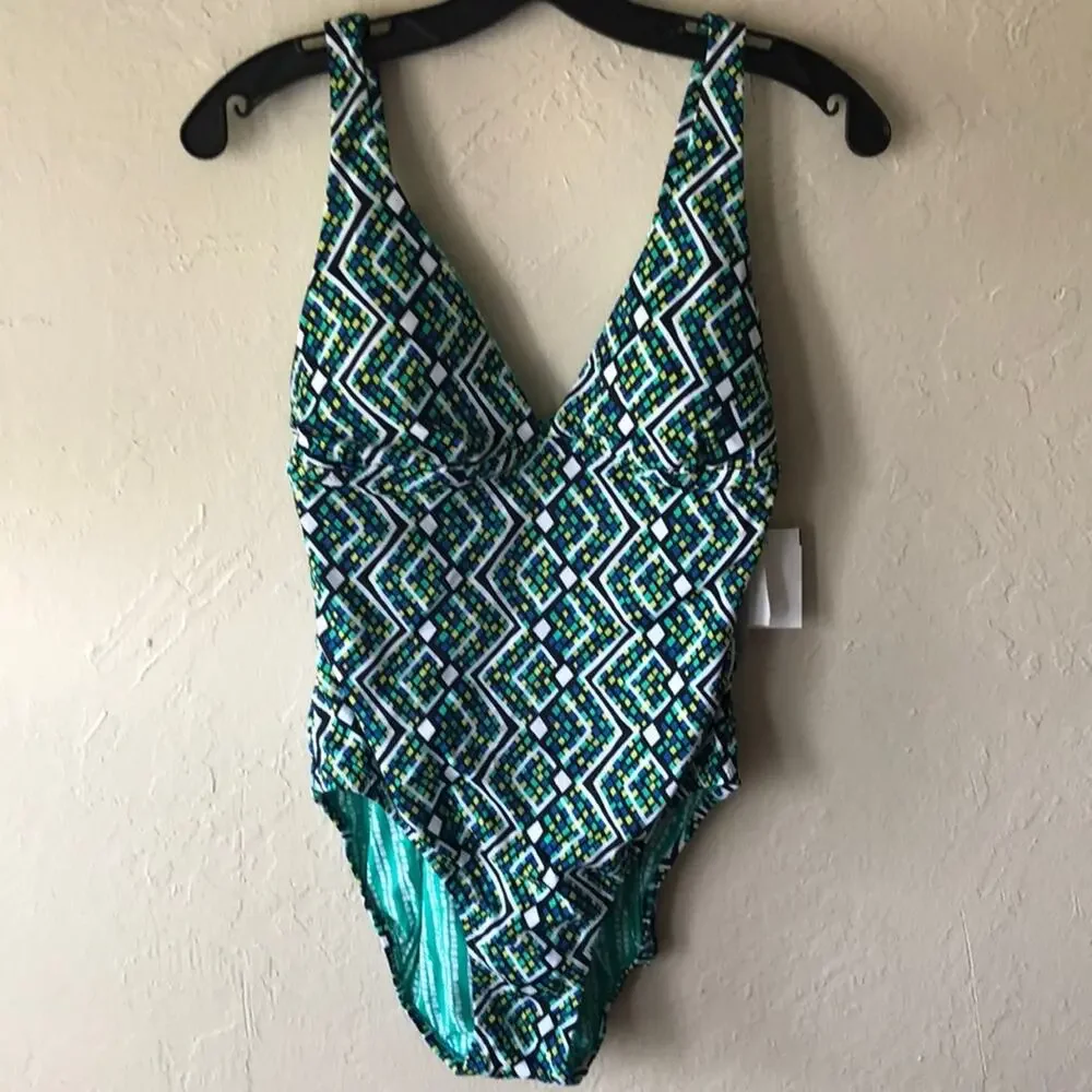 NWT Vera Bradley Multicolored Reversible One Piece Swimsuit Size 10